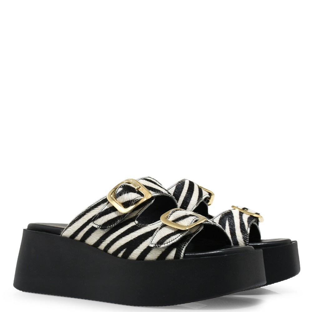 TSAKIRIS MALLAS</br>Γυναικεία Platform Sandal Λευκό/Μαύρο Πόνυ 529 TAORMINA 6-1 Tsakiris Mallas TSAKIRIS MALLAS</br>Γυναικεία Platform Sandal Λευκό/Μαύρο Πόνυ 529 TAORMINA 6-1 Tsakiris Mallas