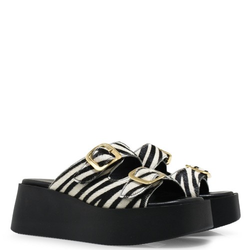 Tsakiris Mallas 529 TAORMINA 6-1 Γυναικεία Platform Sandal Λευκό/Μαύρο Πόνυ Tsakiris Mallas 529 TAORMINA 6-1 Γυναικεία Platform Sandal Λευκό/Μαύρο Πόνυ