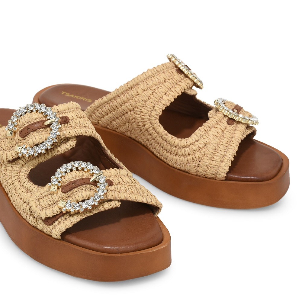 TSAKIRIS MALLAS</br>Γυναικεία Flat Platforms Μπεζ Ψάθα Στρας 626 SARDENIA 6-1 Tsakiris Mallas TSAKIRIS MALLAS</br>Γυναικεία Flat Platforms Μπεζ Ψάθα Στρας 626 SARDENIA 6-1 Tsakiris Mallas