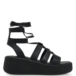 TSAKIRIS MALLAS</br>Γυναικεία Flat Platform Μαύρο Δέρμα 634 CHLOE 6-1 Tsakiris Mallas