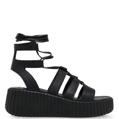 Tsakiris Mallas 634 CHLOE 6-1 Γυναικεία Flat Platform Μαύρο Δέρμα