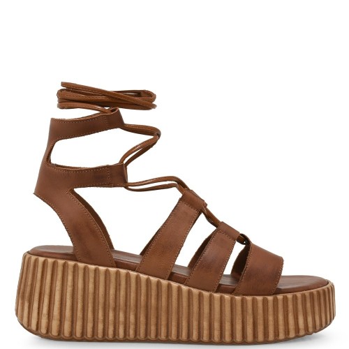 Tsakiris Mallas 634 CHLOE 6-1 Γυναικεία Flat Platform Ταμπά Δέρμα