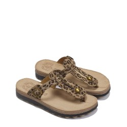 Γυναικεία Σανδάλια Μόκα Λεοπάρ Δέρμα S9004 MIRABELLA Fantasy Sandals