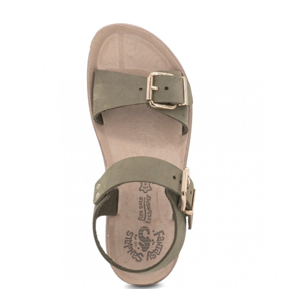 FANTASY SANDALS</br>Γυναικεία Σανδάλια Χακί Δέρμα S909 PANAGIOTA Fantasy Sandals