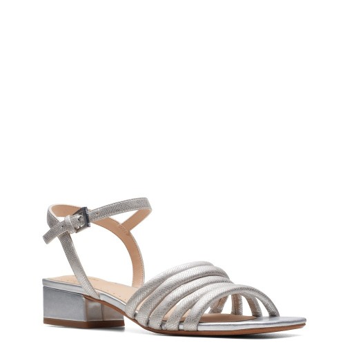 Clarks SEREN25 PART Γυναικεία Πέδιλα Ασημί Δέρμα