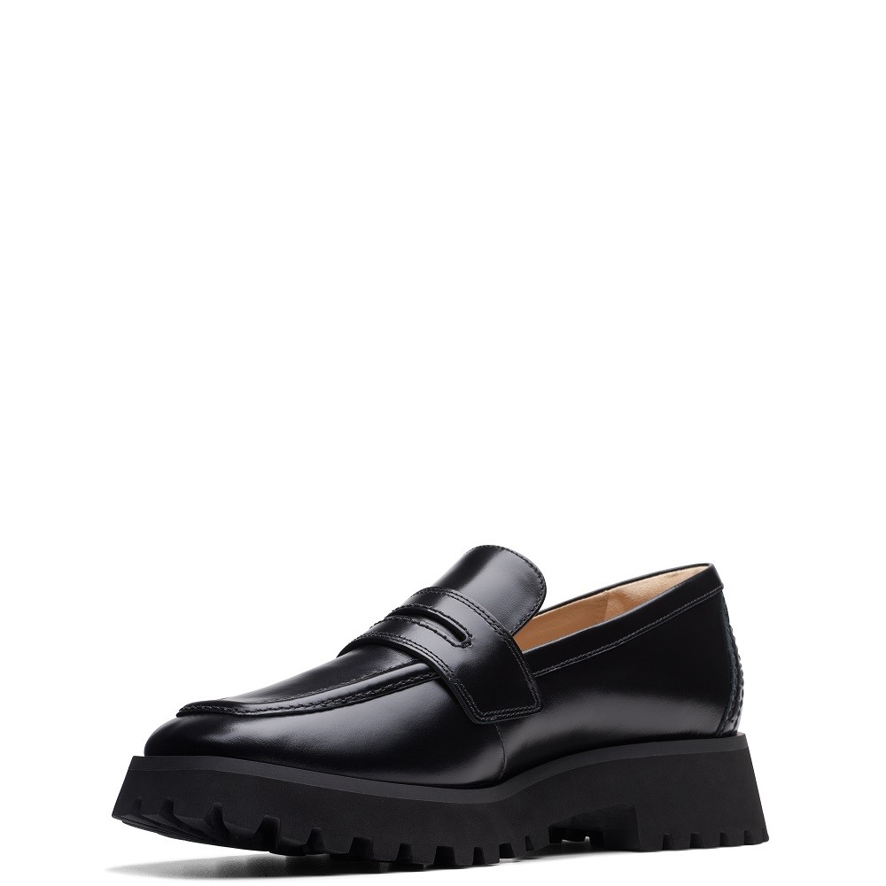 CLARKS</br>Γυναικεία Μοκασίνια Μαύρο Δέρμα STAYSO EDGE Clarks