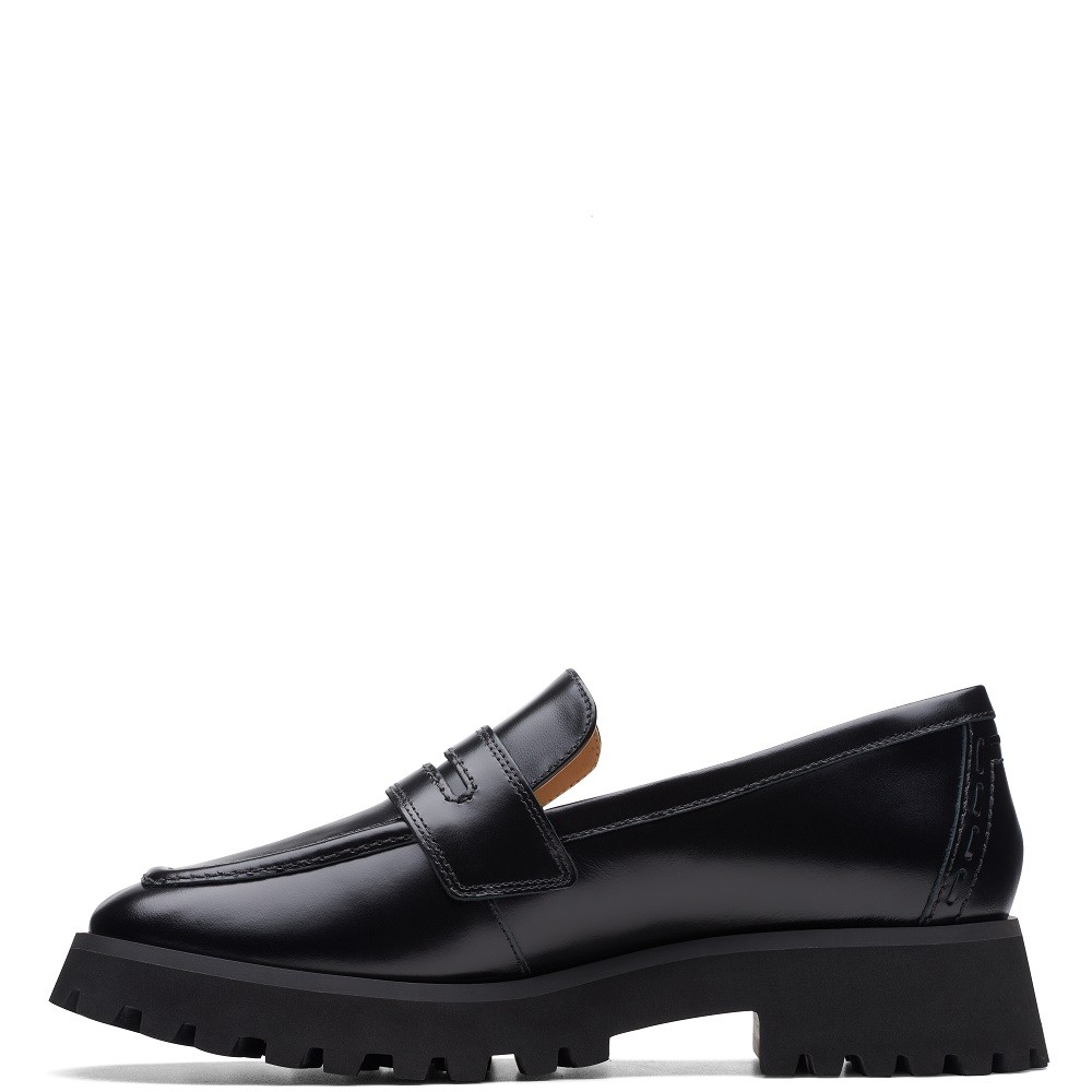 CLARKS</br>Γυναικεία Μοκασίνια Μαύρο Δέρμα STAYSO EDGE Clarks