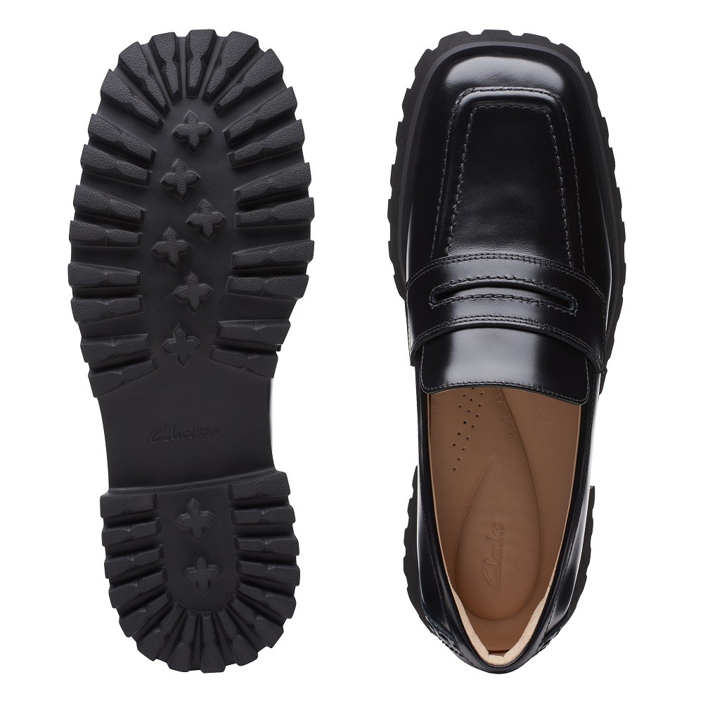 CLARKS</br>Γυναικεία Μοκασίνια Μαύρο Δέρμα STAYSO EDGE Clarks
