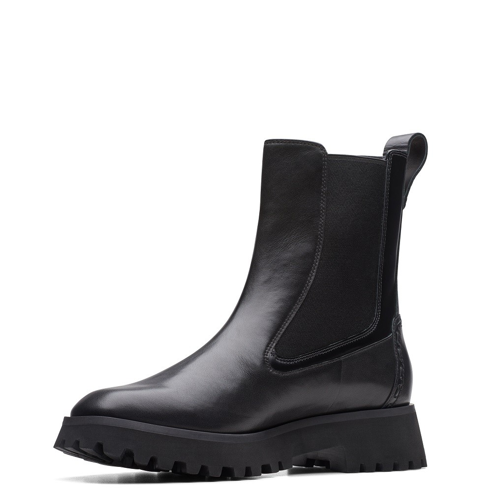 CLARKS</br>Γυναικεία Μποτάκια Μαύρο Δέρμα STAYSO RISE Clarks