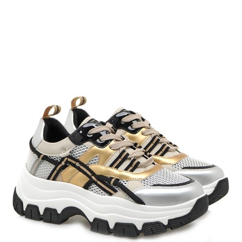 Γυναικεία Sneakers Λευκό Πλατίνα Ασημί 2147-42EX95 Renato Garini