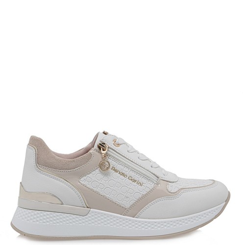 Γυναικεία Sneakers Λευκό Στάμπα Nude Βερνί 2083-42EX102 Renato Garini