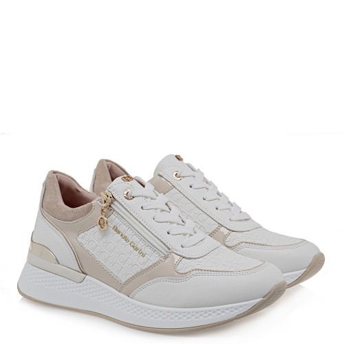 Γυναικεία Sneakers Λευκό Στάμπα Nude Βερνί 2083-42EX102 Renato Garini