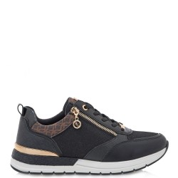 Γυναικεία Sneakers Μαύρο Glitter Καφέ Στάμπα 2065-41EX01 ROUND Renato Garini