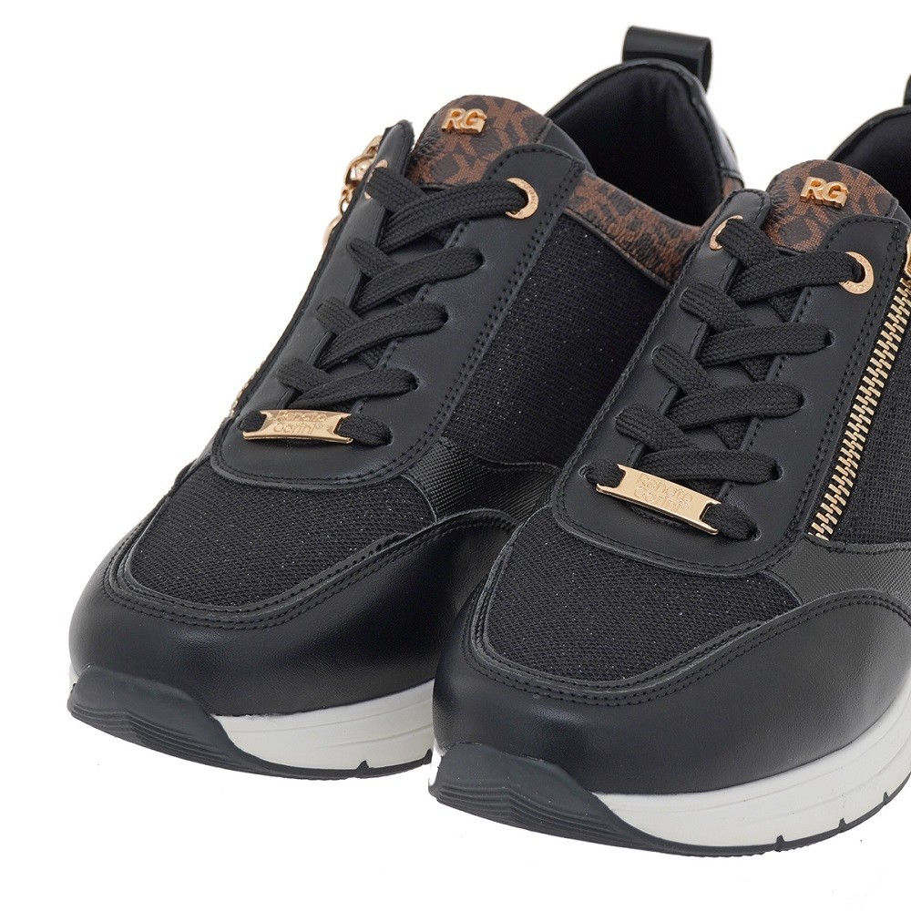 RENATO GARINI</br>Γυναικεία Sneakers Μαύρο Glitter Καφέ Στάμπα 2065-41EX01 ROUND Renato Garini RENATO GARINI</br>Γυναικεία Sneakers Μαύρο Glitter Καφέ Στάμπα 2065-41EX01 ROUND Renato Garini