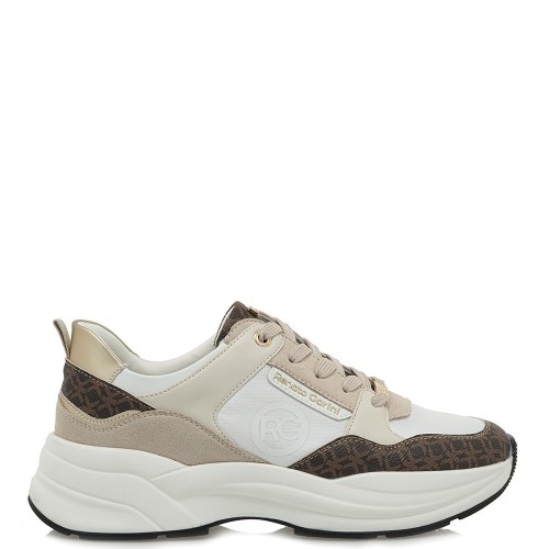 Γυναικεία Sneakers Λευκό Μπεζ Καφέ Στάμπα 2146-42EX64 Renato Garini