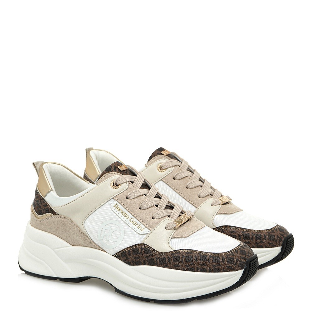 RENATO GARINI</br>Γυναικεία Sneakers Λευκό Μπεζ Καφέ Στάμπα 2146-42EX64 Renato Garini RENATO GARINI</br>Γυναικεία Sneakers Λευκό Μπεζ Καφέ Στάμπα 2146-42EX64 Renato Garini