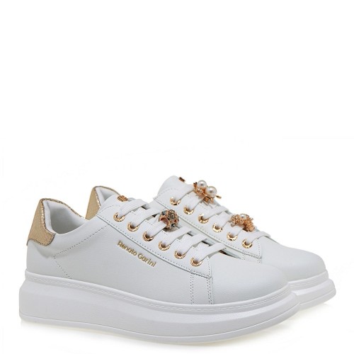 Γυναικεία Sneakers Λευκό Πλατίνα Φίδι QUEEN BEE Renato Garini