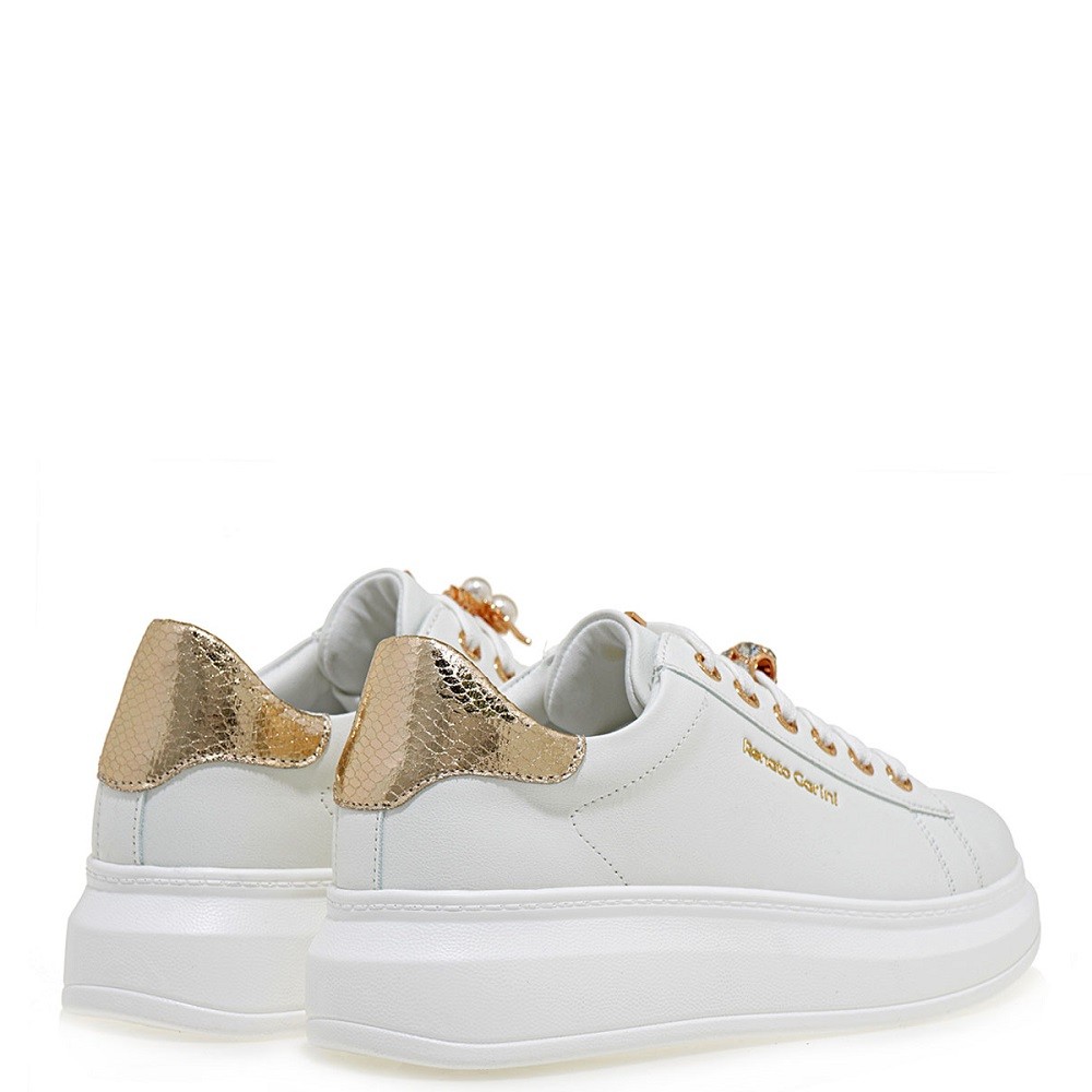 RENATO GARINI</br>Γυναικεία Sneakers Λευκό Πλατίνα Φίδι QUEEN BEE Renato Garini RENATO GARINI</br>Γυναικεία Sneakers Λευκό Πλατίνα Φίδι QUEEN BEE Renato Garini