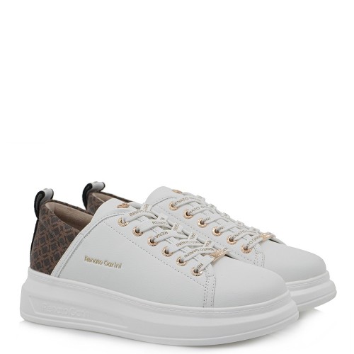Γυναικεία Sneakers Λευκό Καφέ Στάμπα 2148-42EX59 Renato Garini