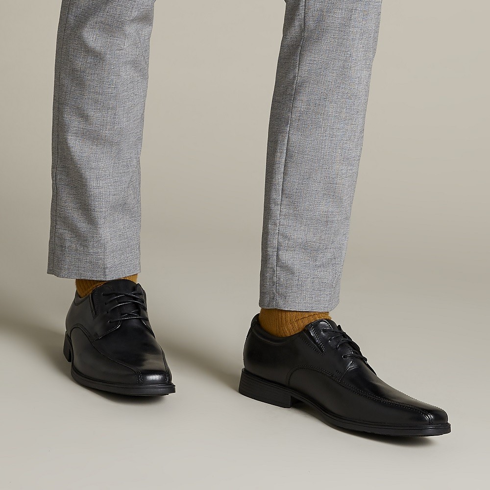 CLARKS</br>Ανδρικά Δετά Παπούτσια Μαύρο Δέρμα TILDEN WALK Clarks CLARKS</br>Ανδρικά Δετά Παπούτσια Μαύρο Δέρμα TILDEN WALK Clarks