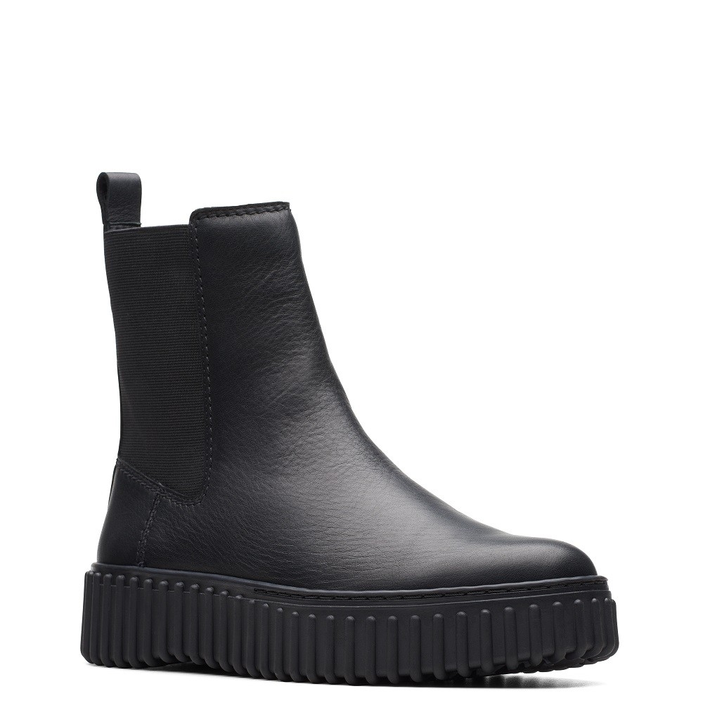 CLARKS</br>Γυναικεία Μποτάκια Μαύρο Δέρμα TORHILL MAPLE Clarks
