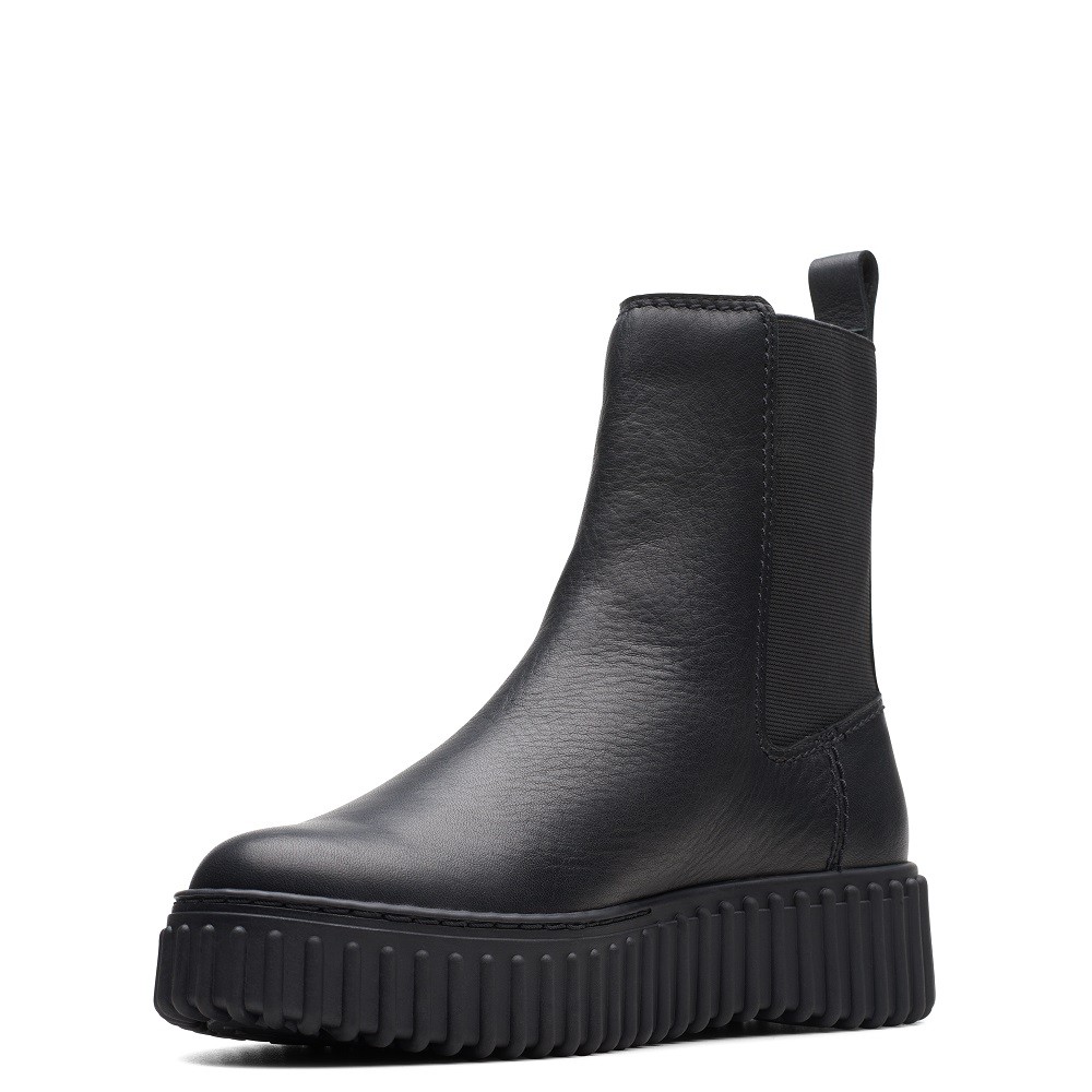 CLARKS</br>Γυναικεία Μποτάκια Μαύρο Δέρμα TORHILL MAPLE Clarks