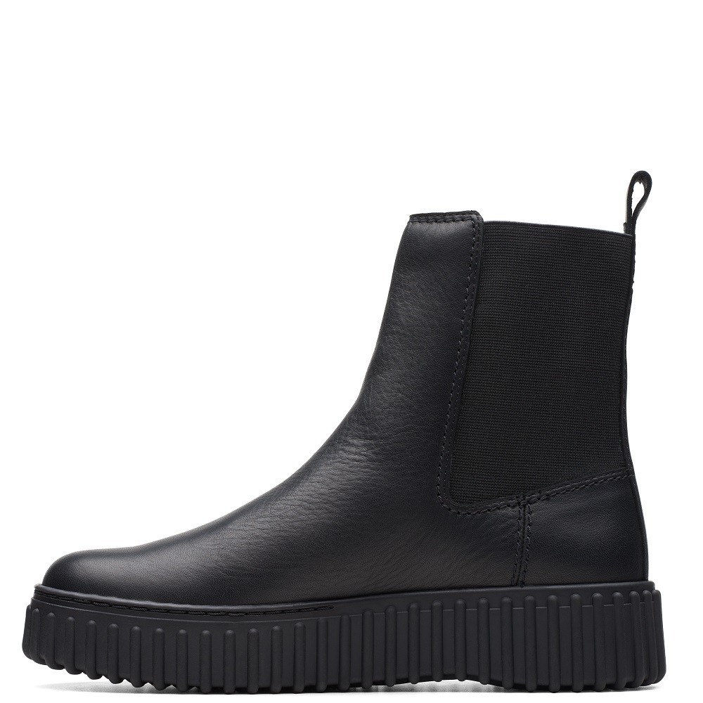 CLARKS</br>Γυναικεία Μποτάκια Μαύρο Δέρμα TORHILL MAPLE Clarks