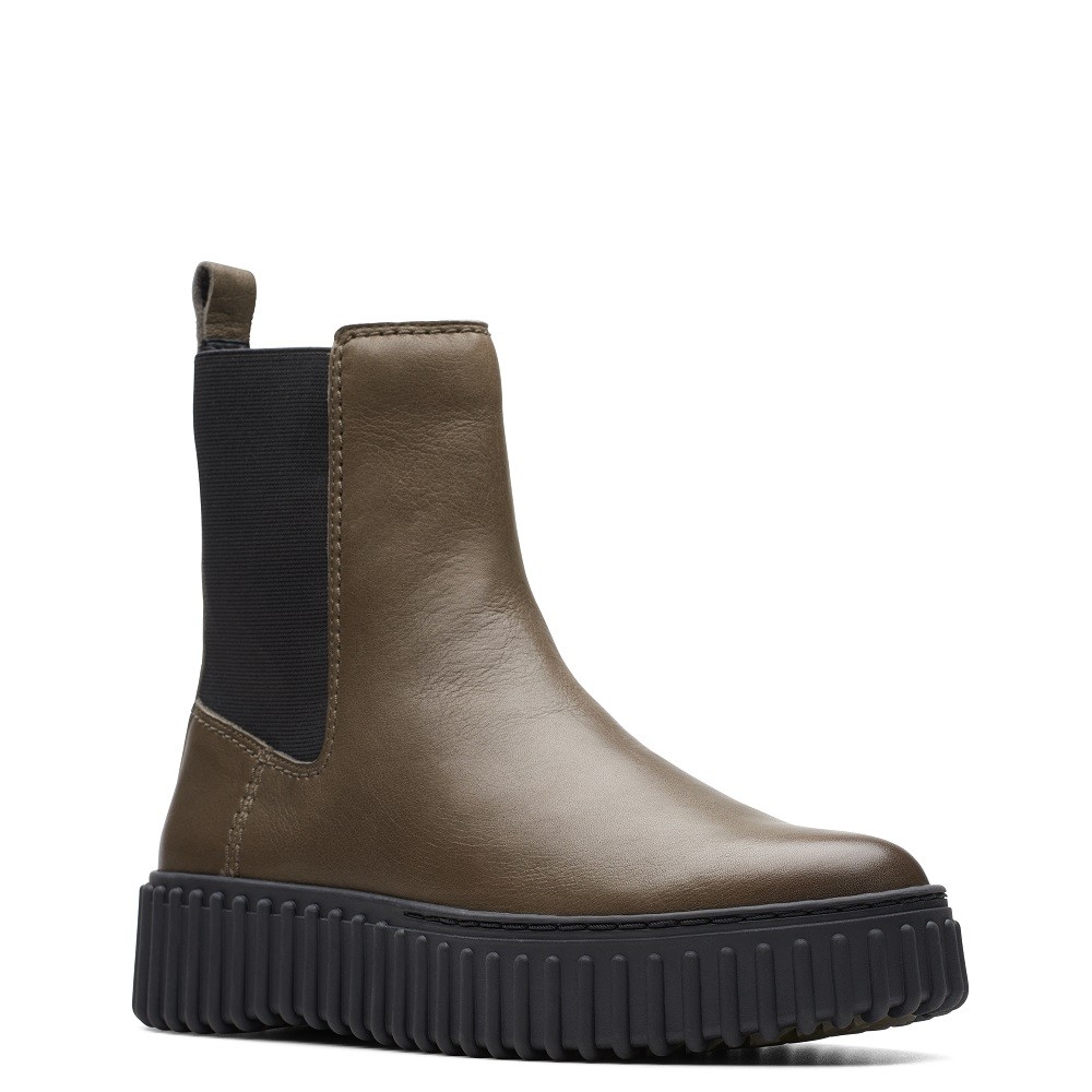 CLARKS</br>Γυναικεία Μποτάκια Χακί Δέρμα TORHILL MAPLE Clarks CLARKS</br>Γυναικεία Μποτάκια Χακί Δέρμα TORHILL MAPLE Clarks