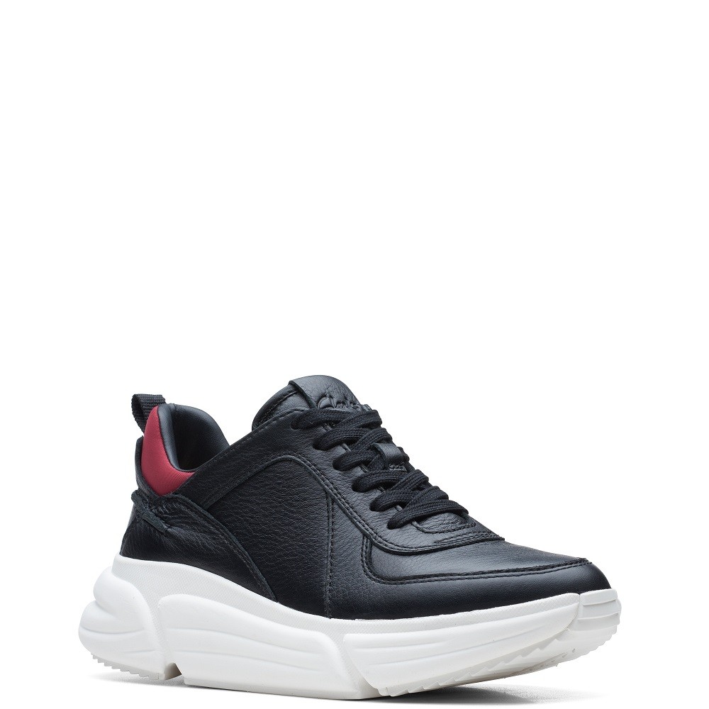 CLARKS</br>Γυναικεία Sneakers Μαύρο Δέρμα TRICOMET RUN Clarks CLARKS</br>Γυναικεία Sneakers Μαύρο Δέρμα TRICOMET RUN Clarks