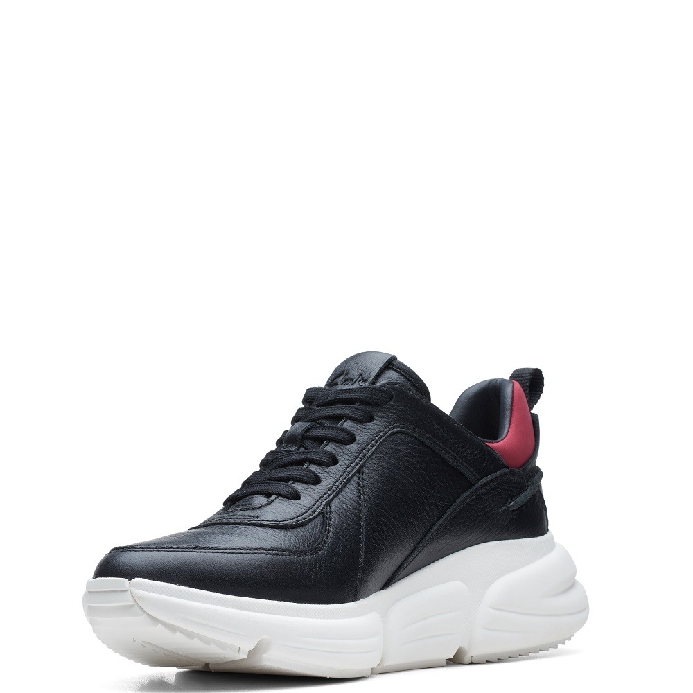 CLARKS</br>Γυναικεία Sneakers Μαύρο Δέρμα TRICOMET RUN Clarks CLARKS</br>Γυναικεία Sneakers Μαύρο Δέρμα TRICOMET RUN Clarks