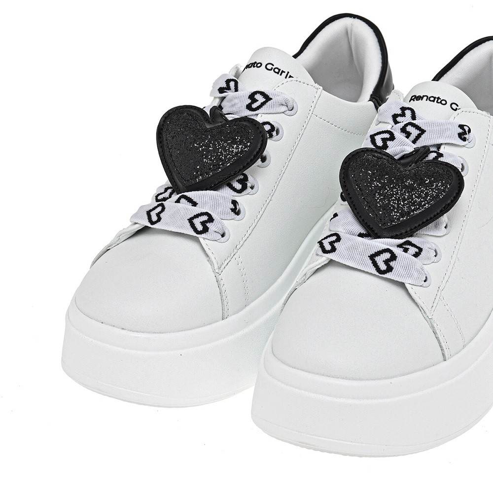 RENATO GARINI</br>Γυναικεία Sneakers Λευκό Μαύρο NEW 88-51 HEART Renato Garini RENATO GARINI</br>Γυναικεία Sneakers Λευκό Μαύρο NEW 88-51 HEART Renato Garini