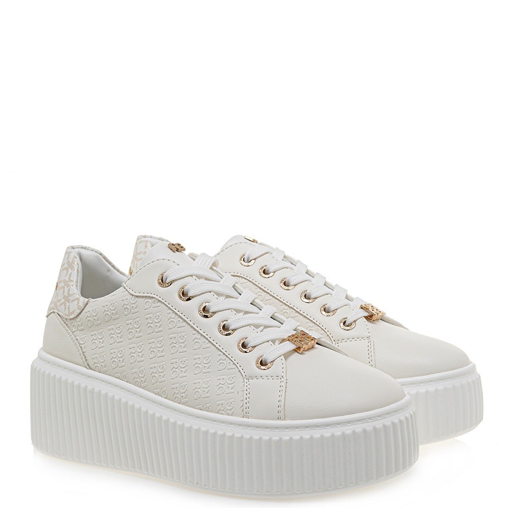 RENATO GARINI</br>Γυναικεία Sneakers Λευκό Στάμπα Πλατίνα Ματ NEW 2141-42EX118 Renato Garini RENATO GARINI</br>Γυναικεία Sneakers Λευκό Στάμπα Πλατίνα Ματ NEW 2141-42EX118 Renato Garini