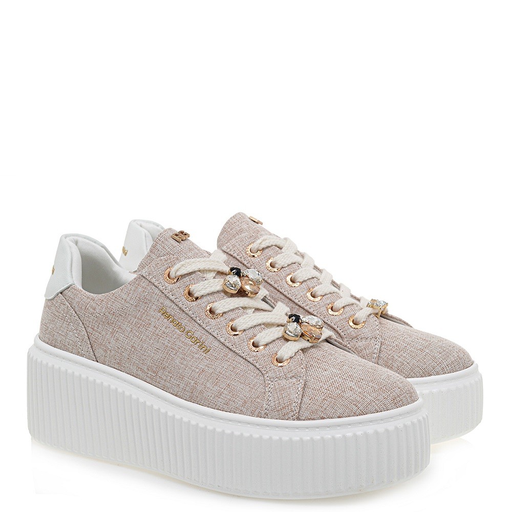 RENATO GARINI</br>Γυναικεία Sneakers Μπεζ Canvas Λευκό 2141-51EX29 Renato Garini RENATO GARINI</br>Γυναικεία Sneakers Μπεζ Canvas Λευκό 2141-51EX29 Renato Garini