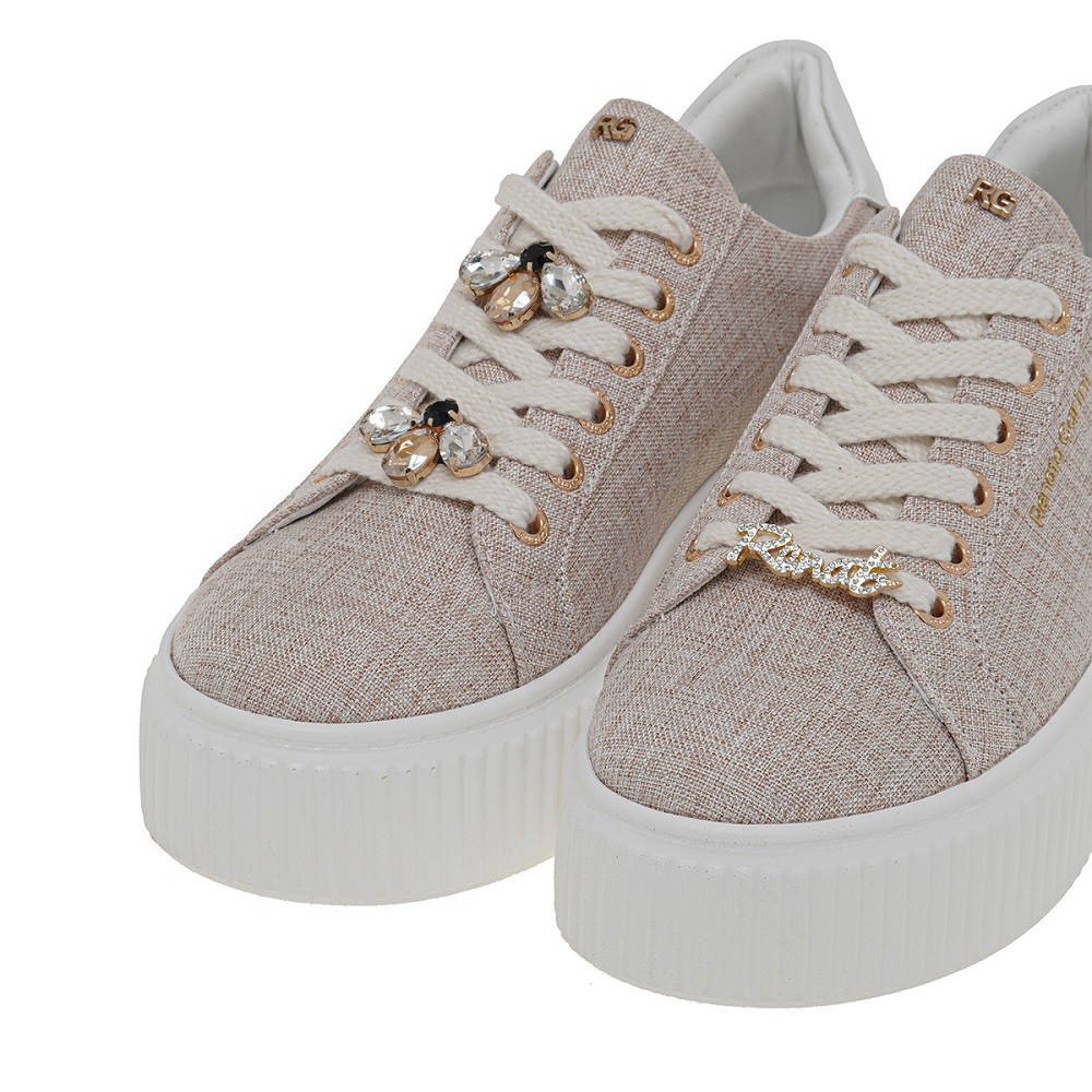 RENATO GARINI</br>Γυναικεία Sneakers Μπεζ Canvas Λευκό 2141-51EX29 Renato Garini RENATO GARINI</br>Γυναικεία Sneakers Μπεζ Canvas Λευκό 2141-51EX29 Renato Garini