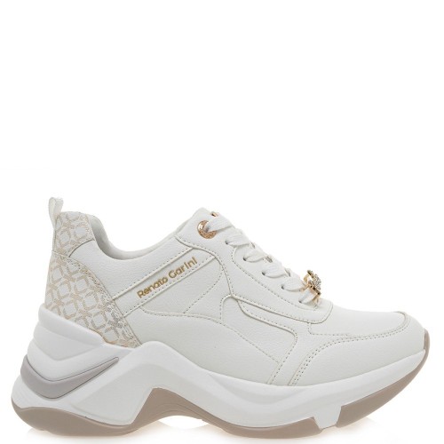 Γυναικεία Sneakers Λευκό Λευκό Πλατίνα Στάμπα 106-21EX240 RENATO Renato Garini Γυναικεία Sneakers Λευκό Λευκό Πλατίνα Στάμπα 106-21EX240 RENATO Renato Garini
