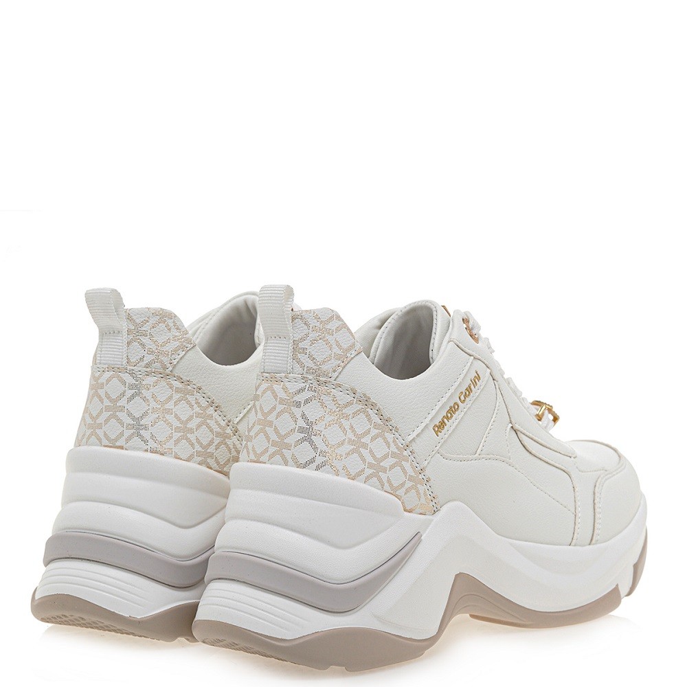 RENATO GARINI</br>Γυναικεία Sneakers Λευκό Λευκό Πλατίνα Στάμπα 106-21EX240 RENATO Renato Garini RENATO GARINI</br>Γυναικεία Sneakers Λευκό Λευκό Πλατίνα Στάμπα 106-21EX240 RENATO Renato Garini