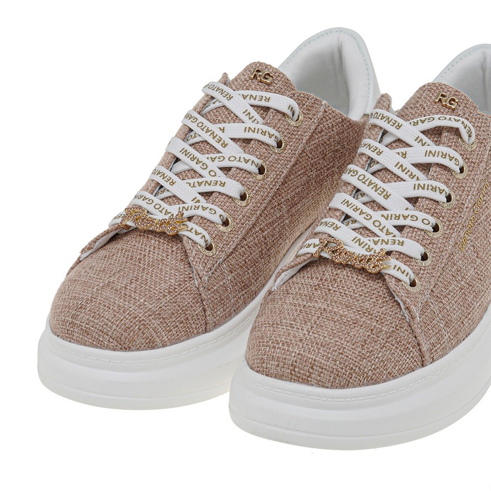 RENATO GARINI</br>Γυναικεία Sneakers Μπεζ Canvas Λευκό Πλατίνα 2148-51EX73 Renato Garini RENATO GARINI</br>Γυναικεία Sneakers Μπεζ Canvas Λευκό Πλατίνα 2148-51EX73 Renato Garini