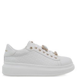 Γυναικεία Sneakers Λευκό Στάμπα Χρυσό 66-51EX02 Renato Garini