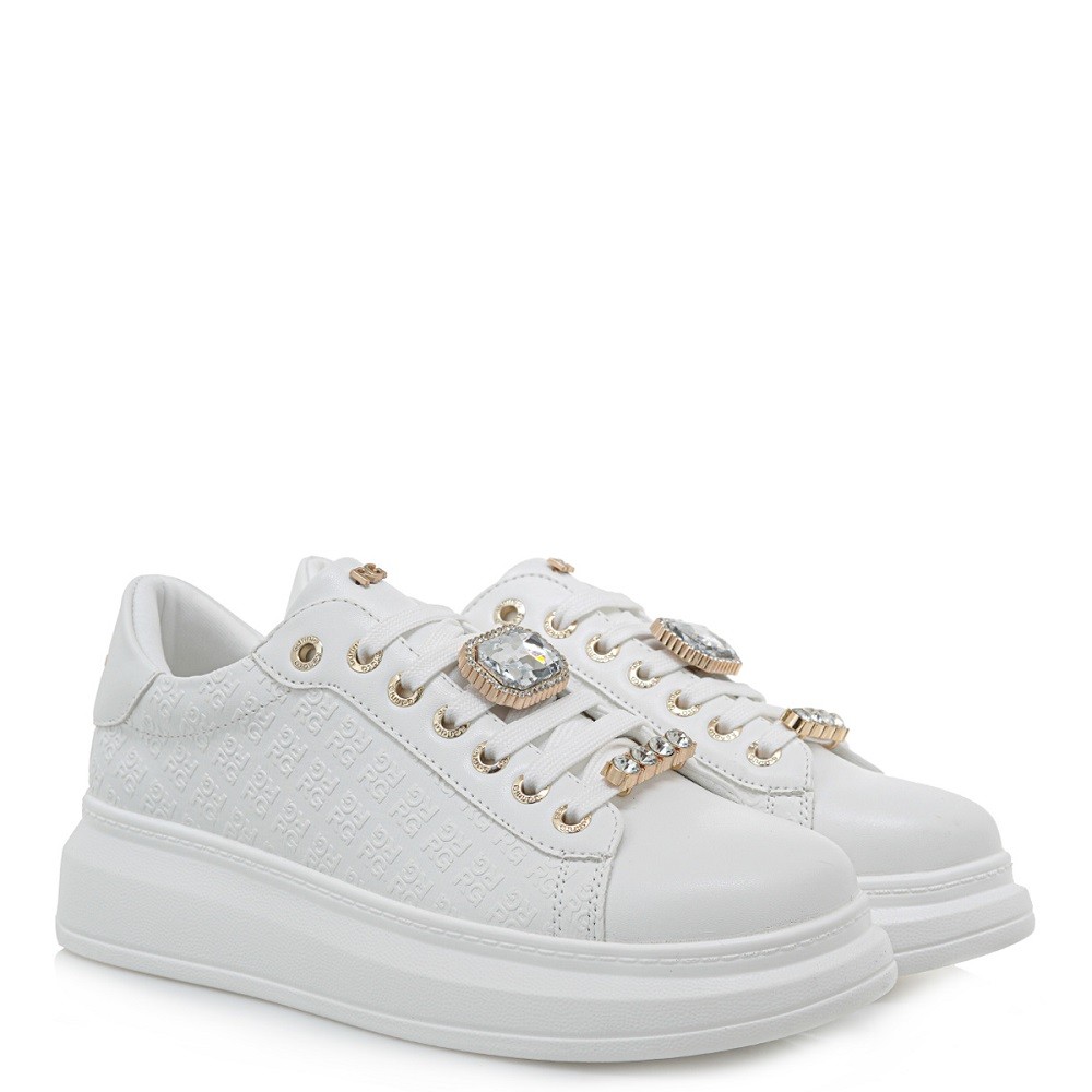 RENATO GARINI</br>Γυναικεία Sneakers Λευκό Στάμπα Χρυσό 66-51EX02 Renato Garini RENATO GARINI</br>Γυναικεία Sneakers Λευκό Στάμπα Χρυσό 66-51EX02 Renato Garini