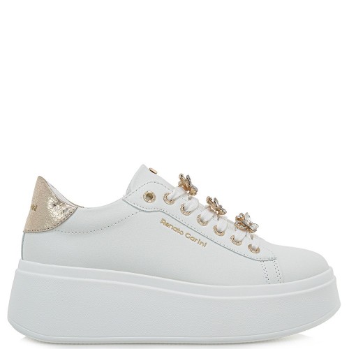 Γυναικεία Sneakers Λευκό Πλατίνα Φίδι 88-51EX110 BUTTERFLI Renato Garini