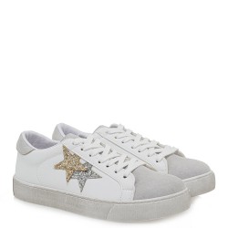 Γυναικεία Sneakers Λευκό Γκρι Χρυσό Ασημί Glitter AP010-S Lara Conte Madrid