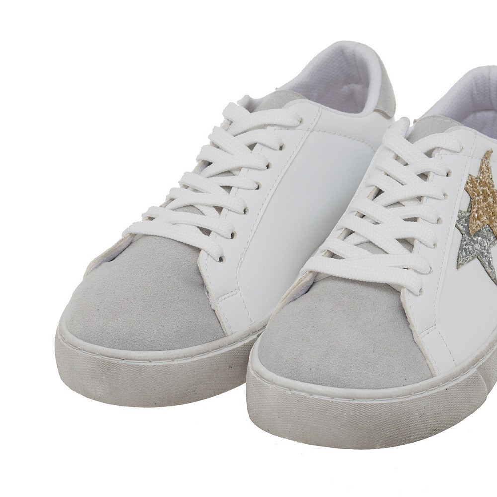 LARA CONTE MADRID</br>Γυναικεία Sneakers Λευκό Γκρι Χρυσό Ασημί Glitter AP010-S Lara Conte Madrid LARA CONTE MADRID</br>Γυναικεία Sneakers Λευκό Γκρι Χρυσό Ασημί Glitter AP010-S Lara Conte Madrid