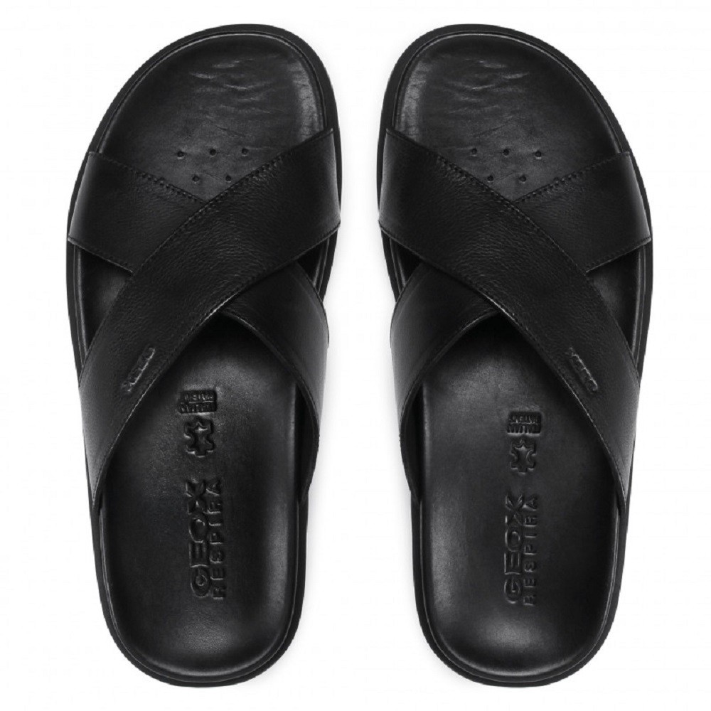 GEOX</br>Ανδρικές Παντόφλες Μαύρο Δέρμα XAND 2S C U15BGC 0003C C9999 Geox