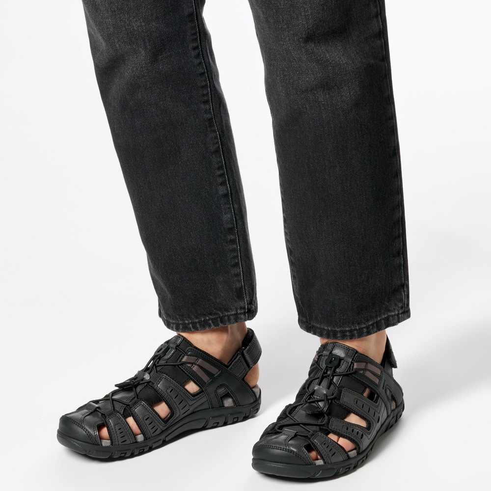 GEOX</br>Geox S.STRADA C U4524C 000ME C9999 Ανδρικά Πέδιλα/Παπουτσοπέδιλα Μαύρο