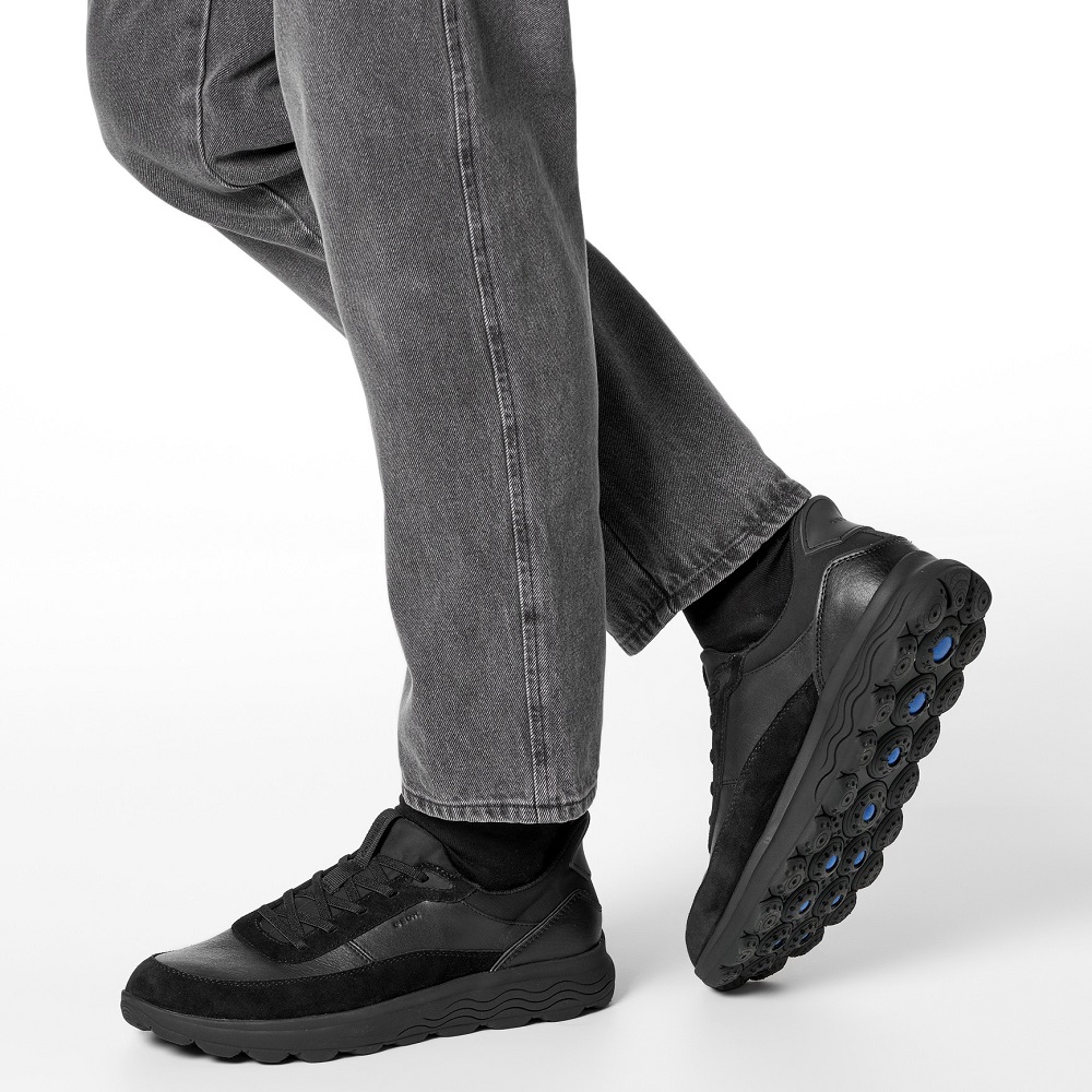 GEOX</br>Ανδρικά Sneakers Μαύρο Δέρμα SPHERICA PLUS A U56MPA 08522 C9999 Geox GEOX</br>Ανδρικά Sneakers Μαύρο Δέρμα SPHERICA PLUS A U56MPA 08522 C9999 Geox