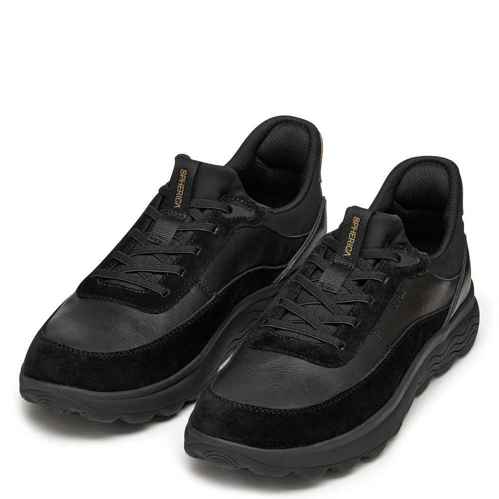 GEOX</br>Ανδρικά Sneakers Μαύρο Δέρμα SPHERICA PLUS A U56MPA 08522 C9999 Geox GEOX</br>Ανδρικά Sneakers Μαύρο Δέρμα SPHERICA PLUS A U56MPA 08522 C9999 Geox