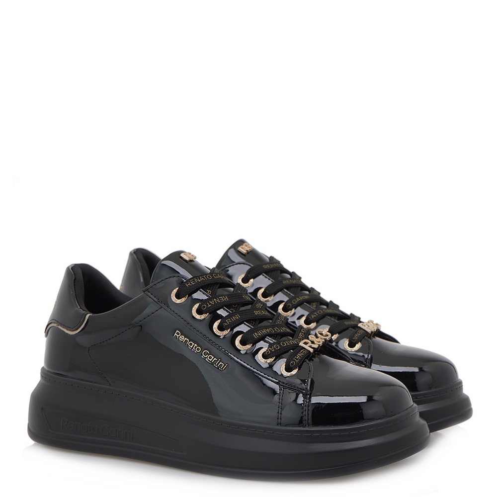 RENATO GARINI</br>Renato Garini 2148-42EX58 Γυναικεία Sneakers Μαύρο Βερνί Πλατίνα RENATO GARINI</br>Renato Garini 2148-42EX58 Γυναικεία Sneakers Μαύρο Βερνί Πλατίνα