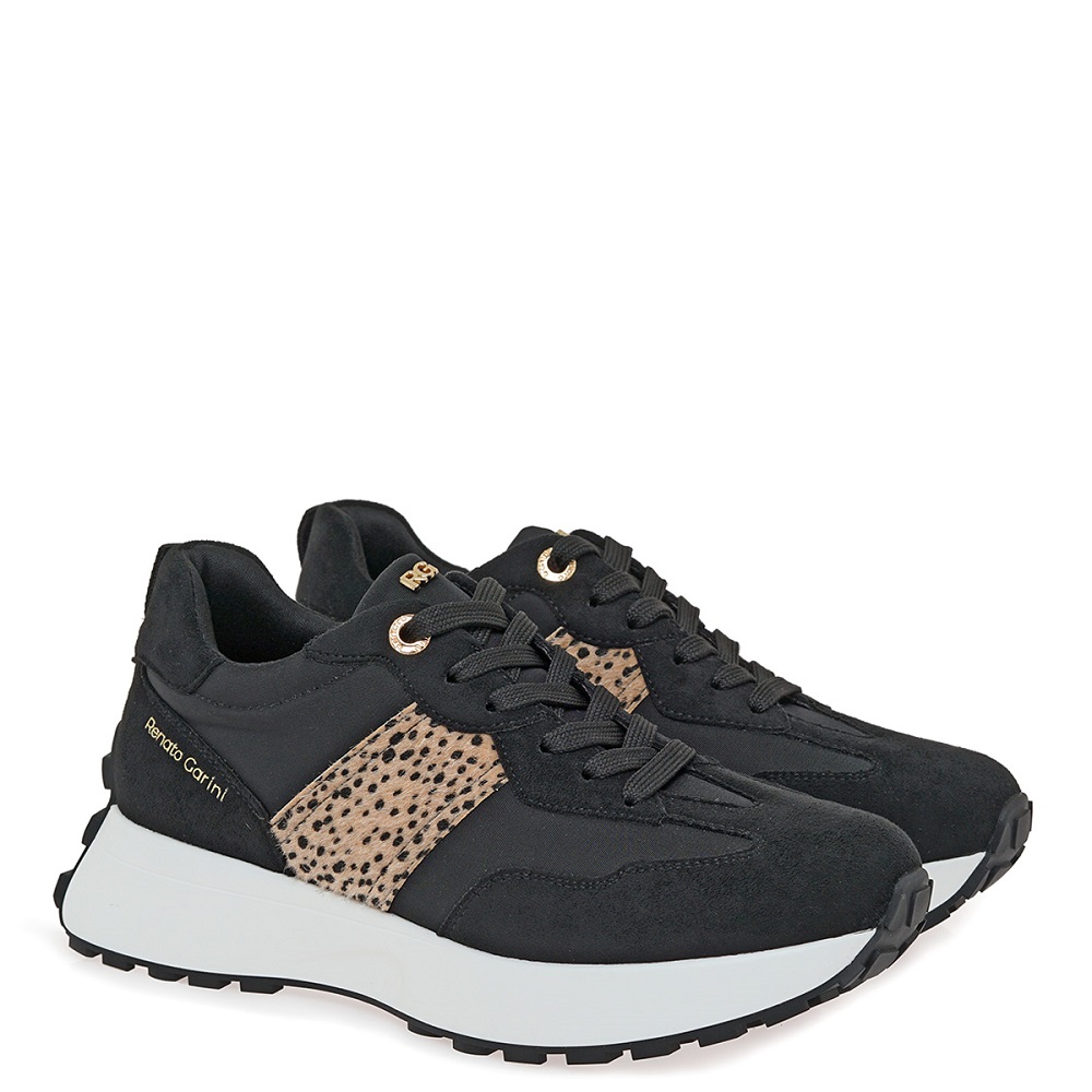 RENATO GARINI</br>Renato Garini 418-52RG07 Γυναικεία Sneakers Μαύρο Καστόρι Λεοπάρ Πόνυ RENATO GARINI</br>Renato Garini 418-52RG07 Γυναικεία Sneakers Μαύρο Καστόρι Λεοπάρ Πόνυ