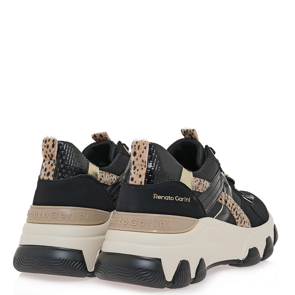 RENATO GARINI</br>Renato Garini 386-52RG10 Γυναικεία Sneakers Μαύρο Nubuck Λεοπάρ Πόνυ RENATO GARINI</br>Renato Garini 386-52RG10 Γυναικεία Sneakers Μαύρο Nubuck Λεοπάρ Πόνυ