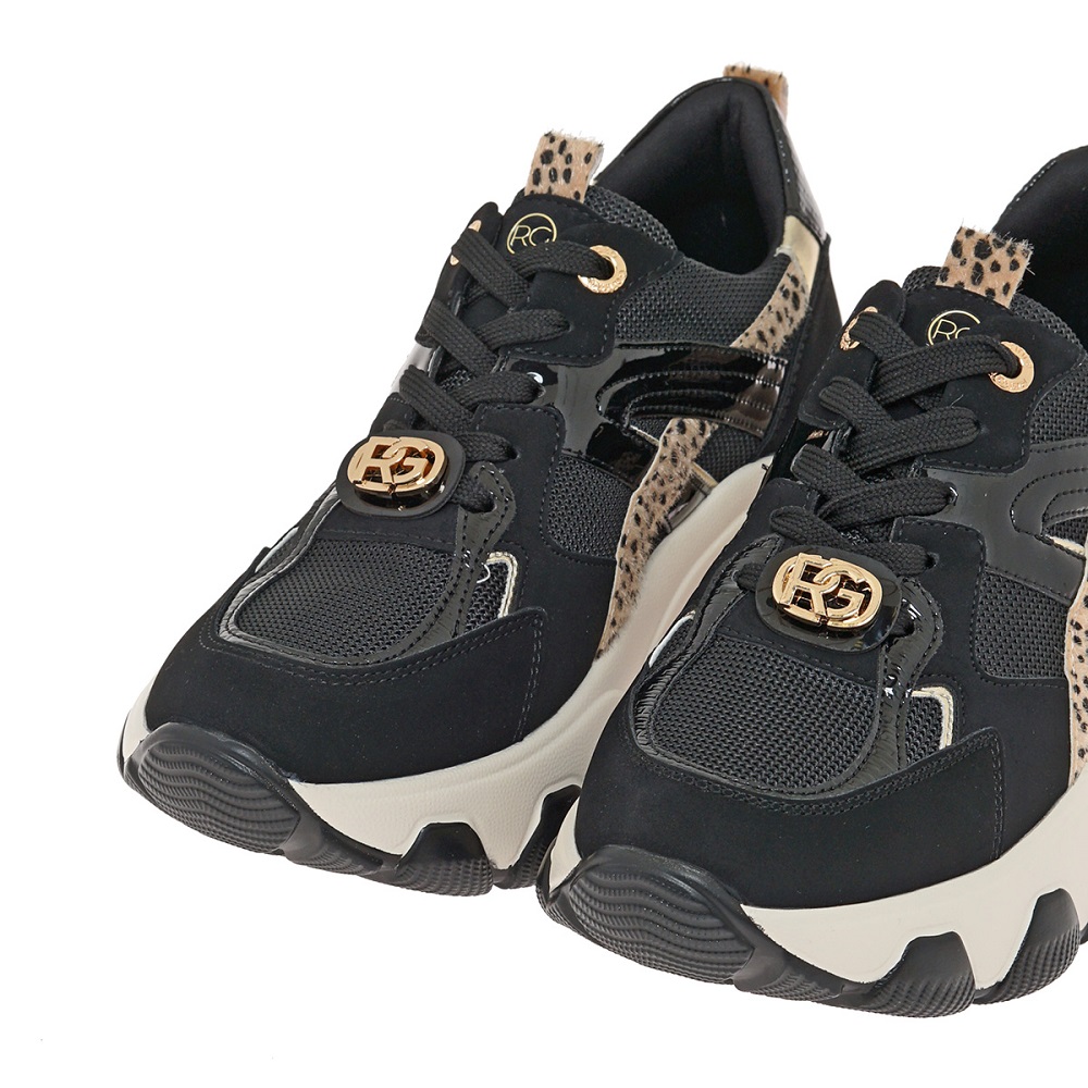 RENATO GARINI</br>Renato Garini 386-52RG10 Γυναικεία Sneakers Μαύρο Nubuck Λεοπάρ Πόνυ RENATO GARINI</br>Renato Garini 386-52RG10 Γυναικεία Sneakers Μαύρο Nubuck Λεοπάρ Πόνυ